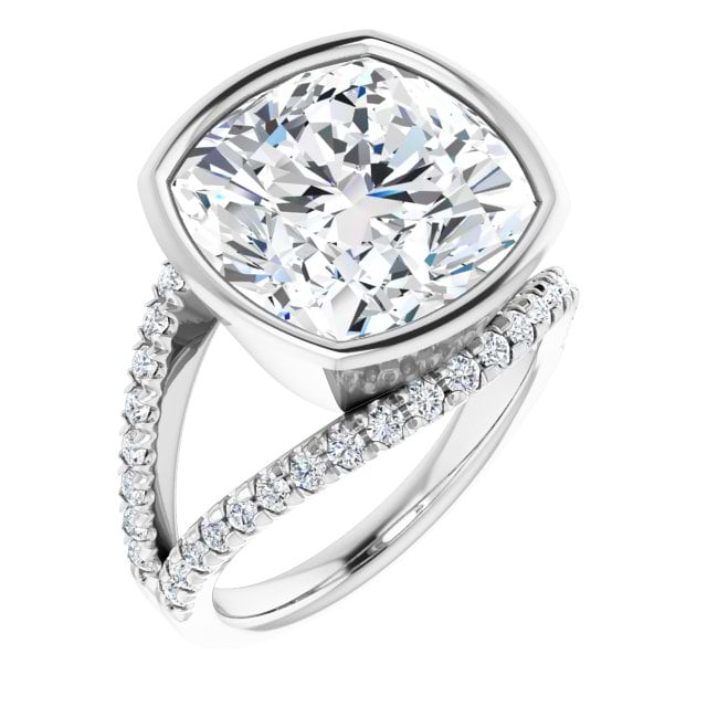 18K White Cushion Ring Mounting