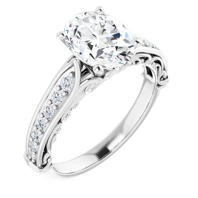 Platinum Oval Engagement Ring Mounting