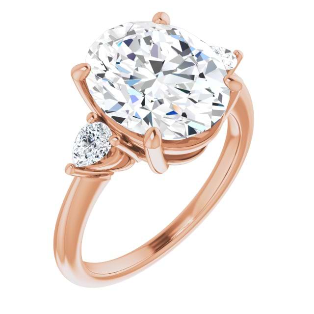 18K Rose Oval Engagement Ring Mounting