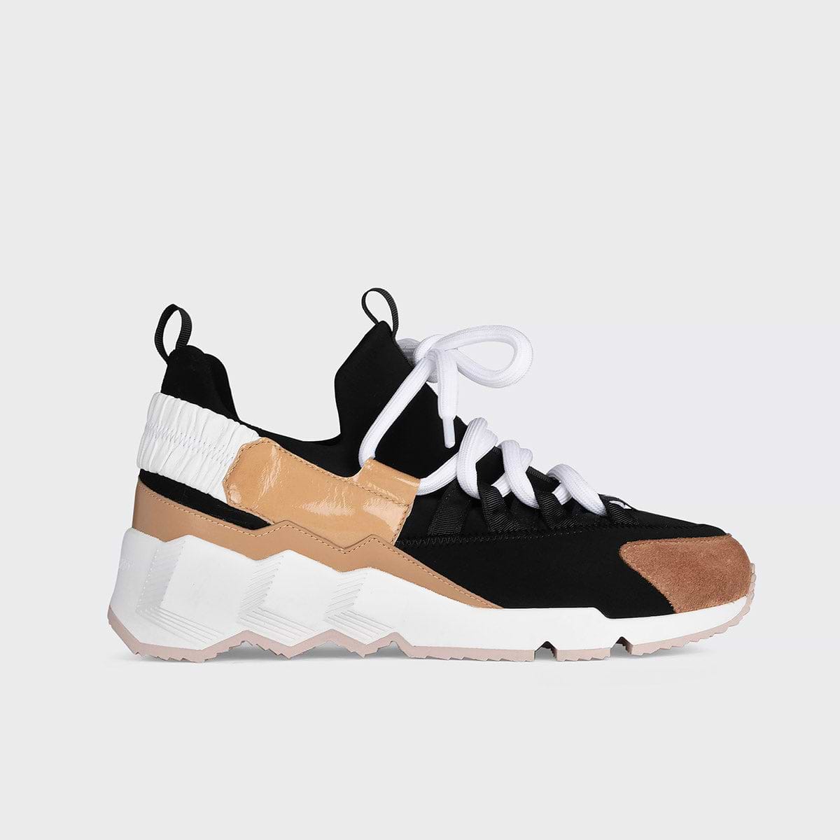 Baskets femme TREK COMET en neoprene noir cuir beige PIERRE HARDY