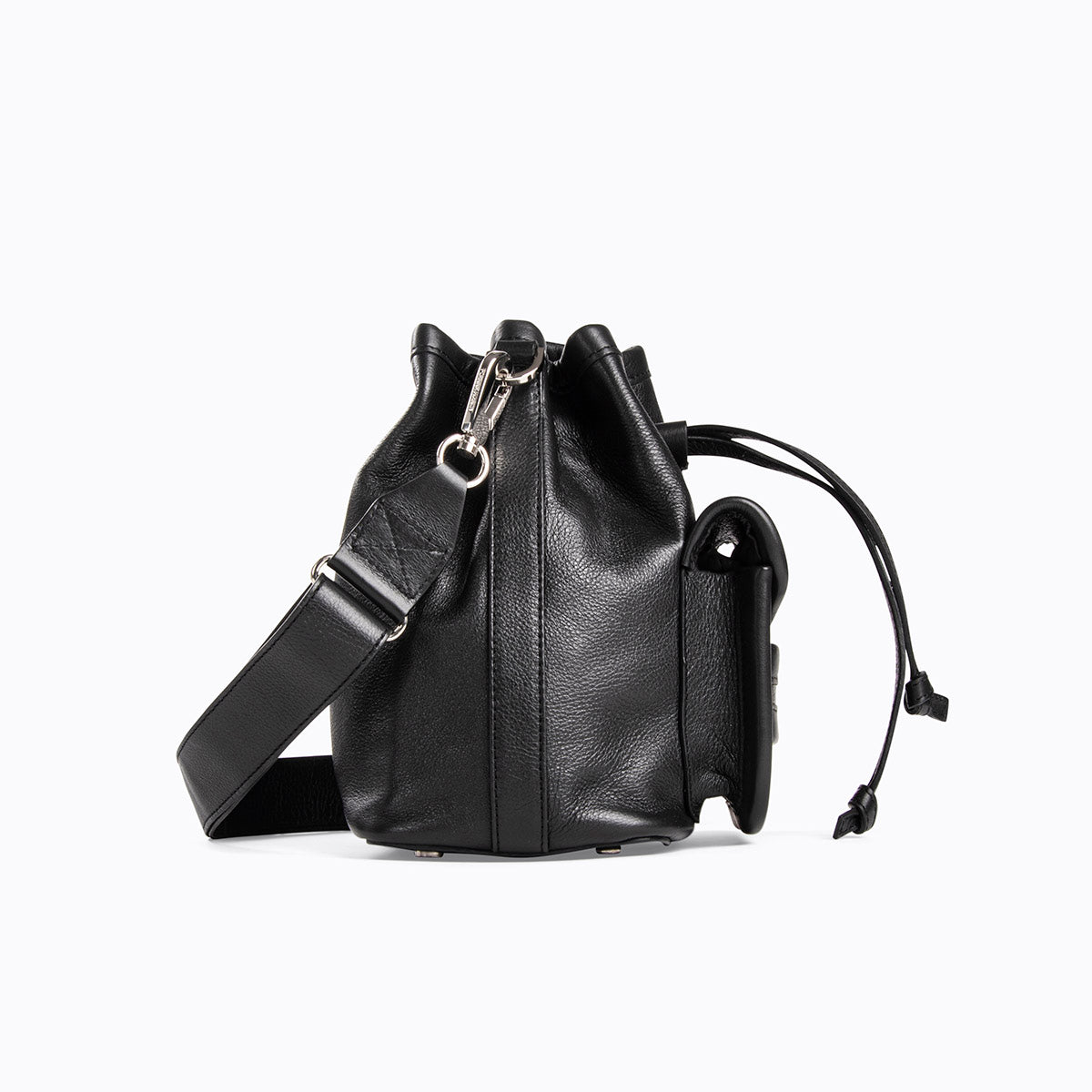 ALPHA DAY bucket bag for women in black grained leather PIERRE HARDY