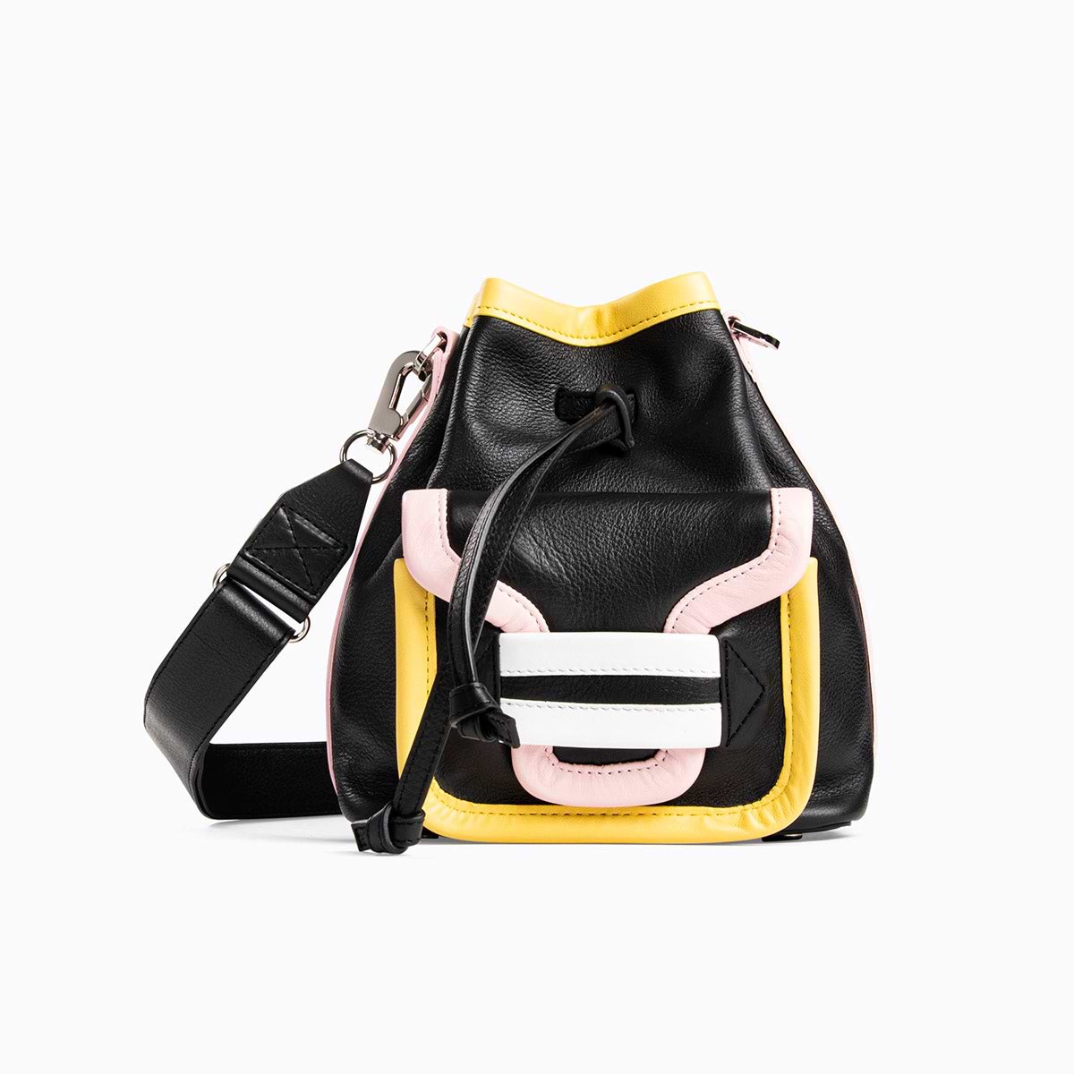 ALPHA DAY bucket bag for women in black grained leather PIERRE HARDY