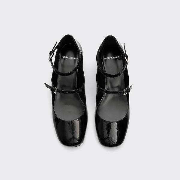 MARY JANE flat ballerinas for women in black patent kidskin