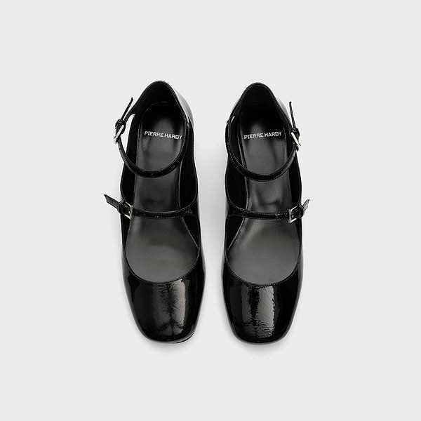 MARY JANE flat ballerinas for women in black patent kidskin
