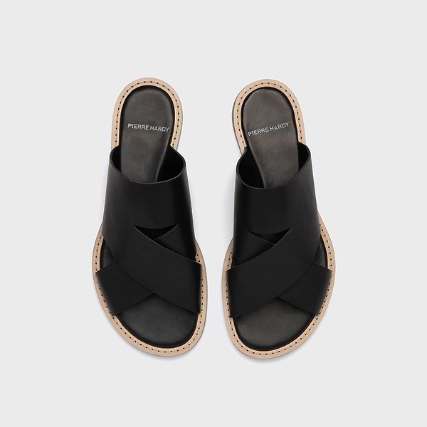 関税送料込Pierre Hardy Leather Mules VERDRA flat mule for women in black leather — PIERRE HARDY