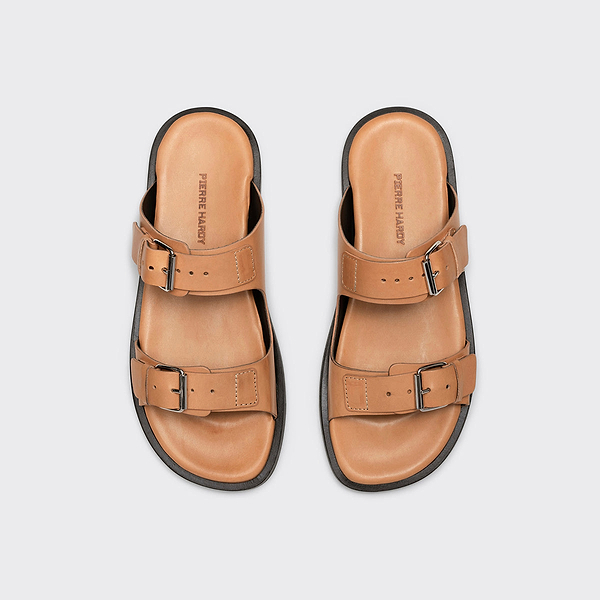MARLON sandal for women in tan calf leather — PIERRE HARDY