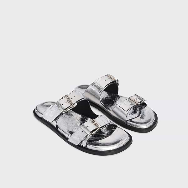 完売前に☆ [PIERRE HARDY] MARLON サンダル MARLON sandal for women in metallic silver leather — PIERRE