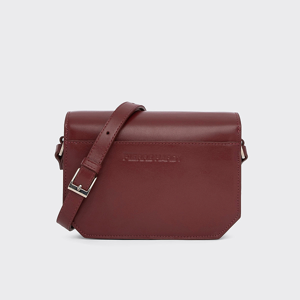 PRISM bag in burgundy leather with magnetic CUBE clasp and