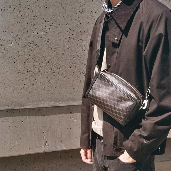 MAXI CUBE BOX unisex bag in Cube canvas & black leather