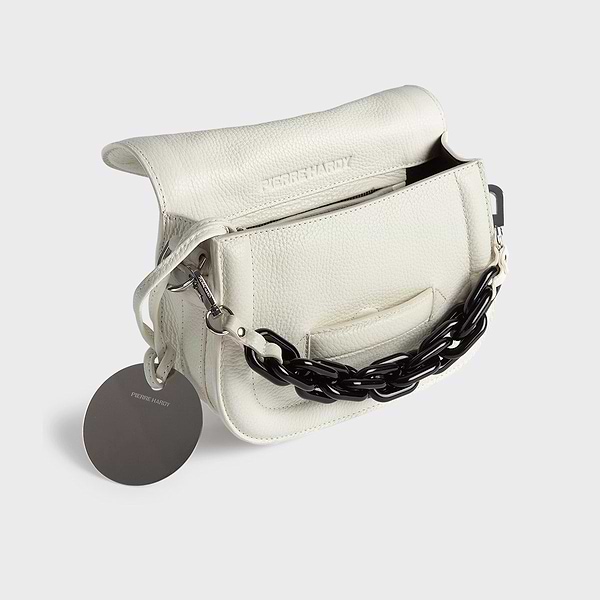 MINI ALPHAVILLE handbag in white & black grained leather