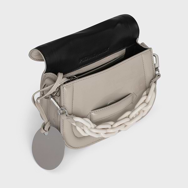 MINI ALPHAVILLE handbag in off white grained leather —PIERRE