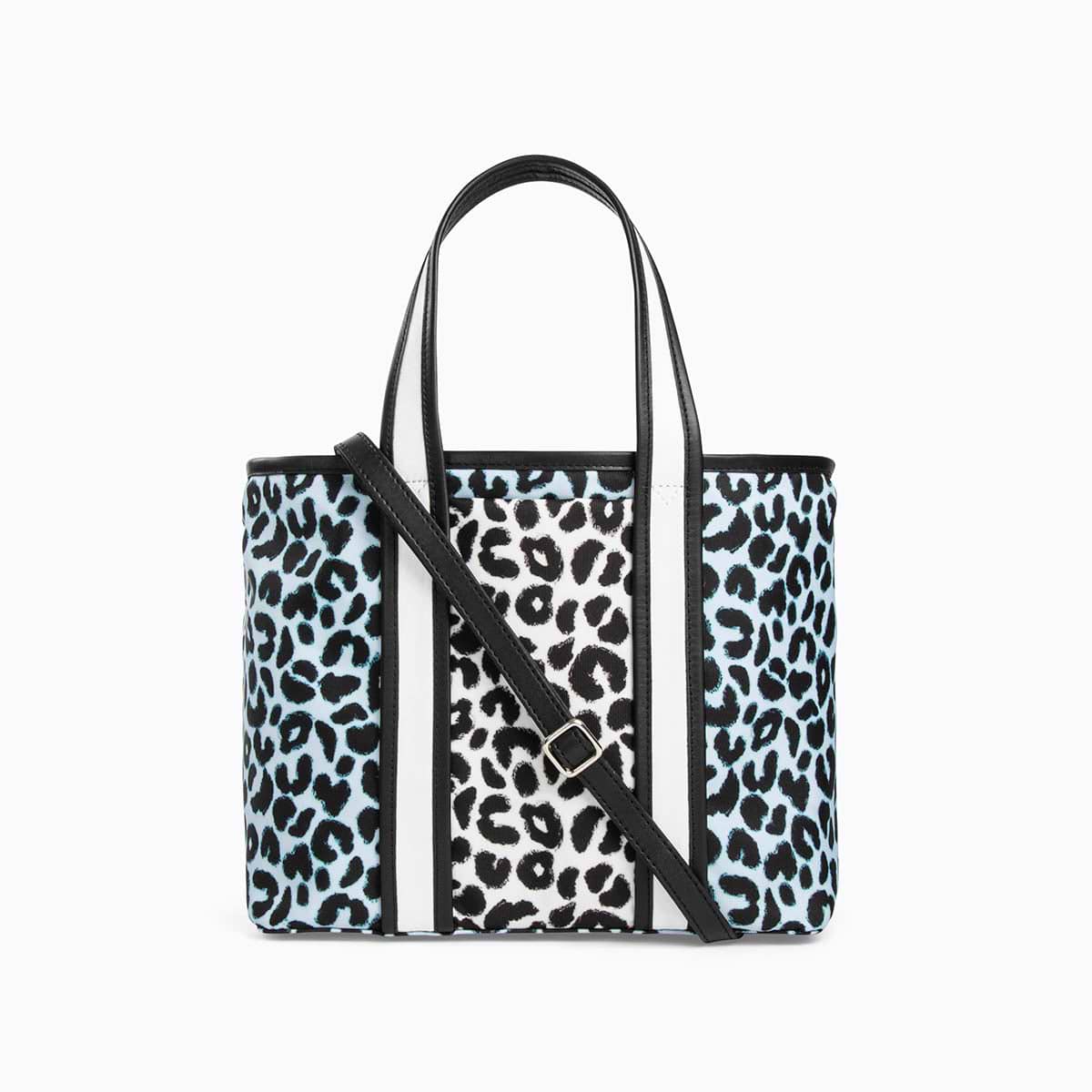 MINI ARCHI tote in leopard printed coton canvas leather PIERRE