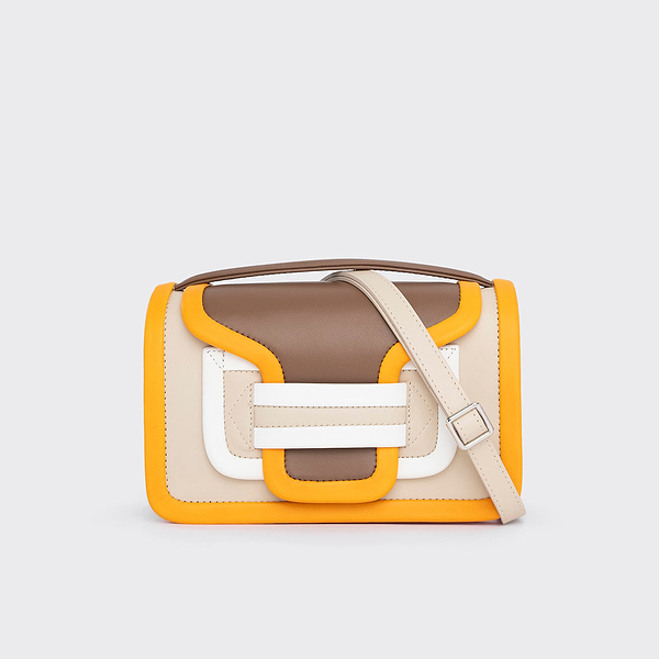 ALPHA handbag for women in off-white & camel leather — PIERRE HARDY