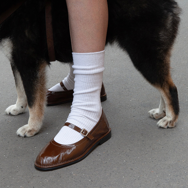 TRISH ballerina for women in burgundy patent kidskin — PIERRE HARDY