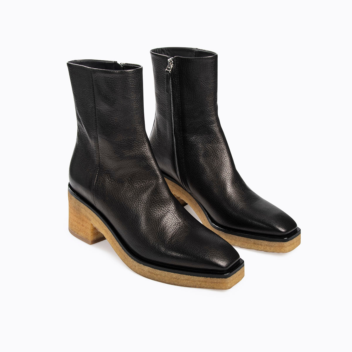 JIM FOLK heeled ankle boots for women in black leather — PIERRE HARDY