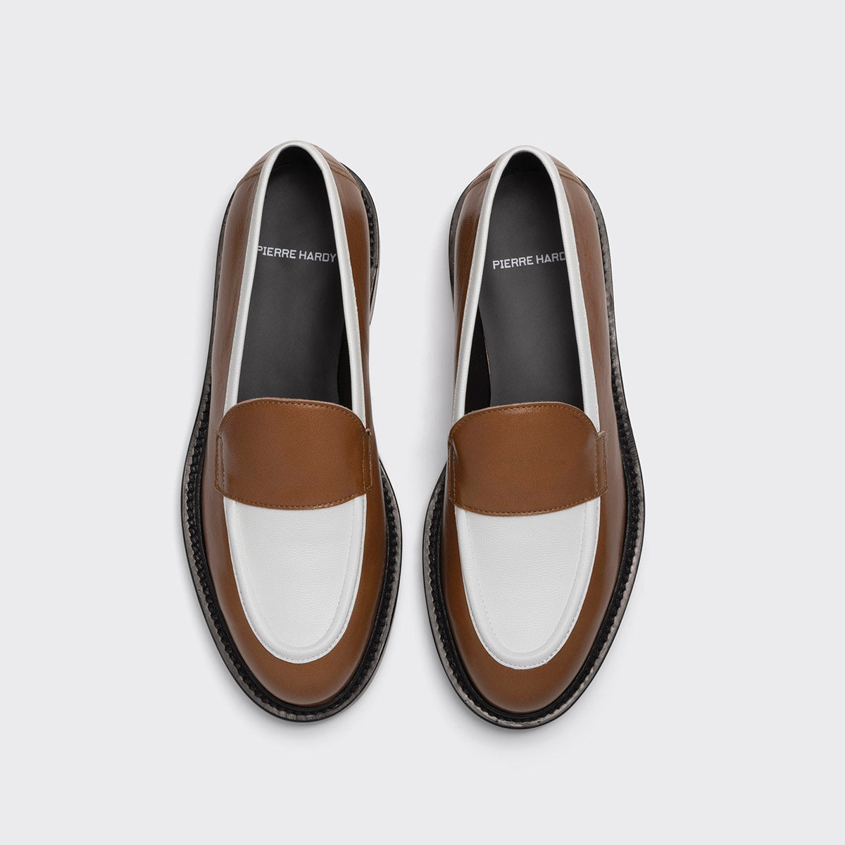 JOHN loafers for women in camel & white leather — PIERRE HARDY