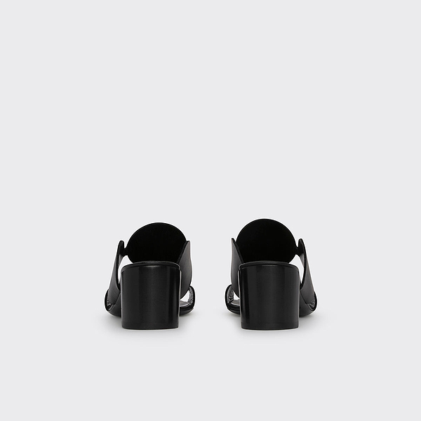 BULLES heeled mule for women in black calfskin — PIERRE HARDY