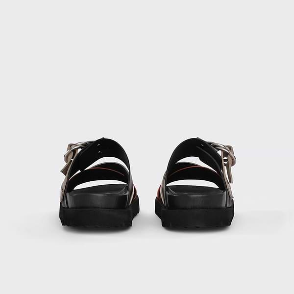 CROSS RIDER women's sandals in taupe & orange leather
