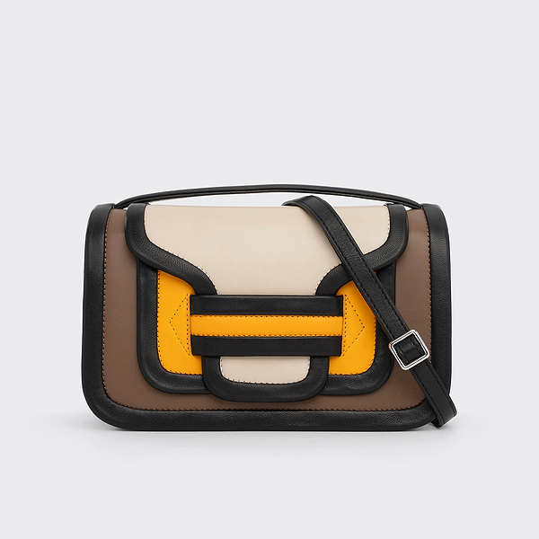 睡*蓮様 PIERRE HARDY アルファ マキシ ラージ 2WAYバッグ マ ALPHA MAXI handbag for women in camel & off-white leather — PIERRE