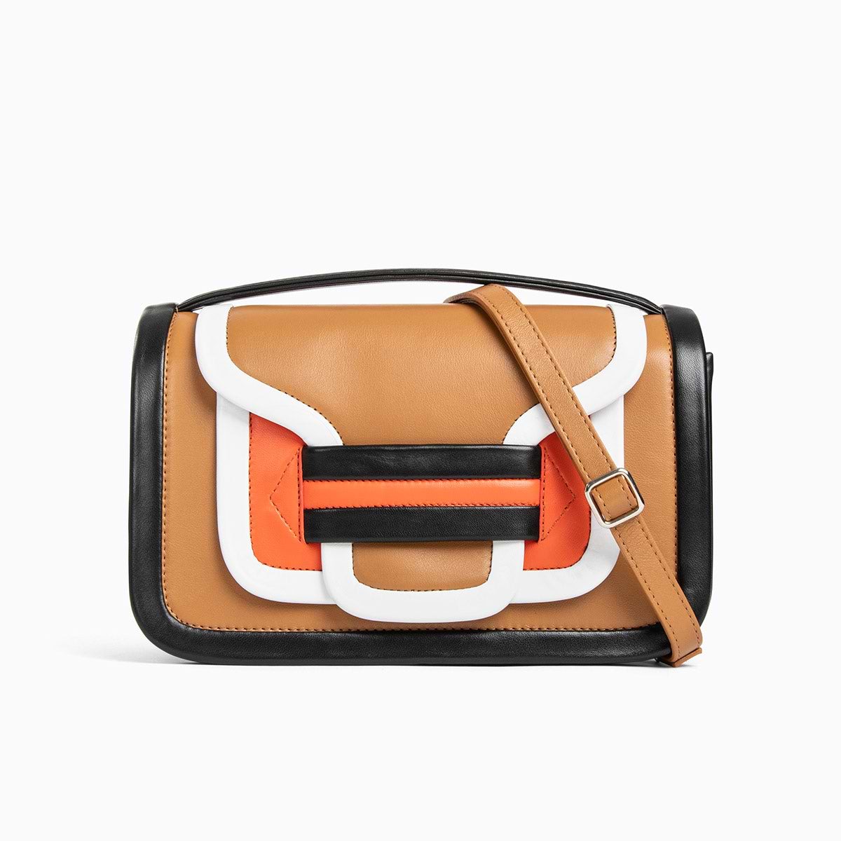 ALPHA MAXI women s bag in camel orange black leather PIERRE HARDY