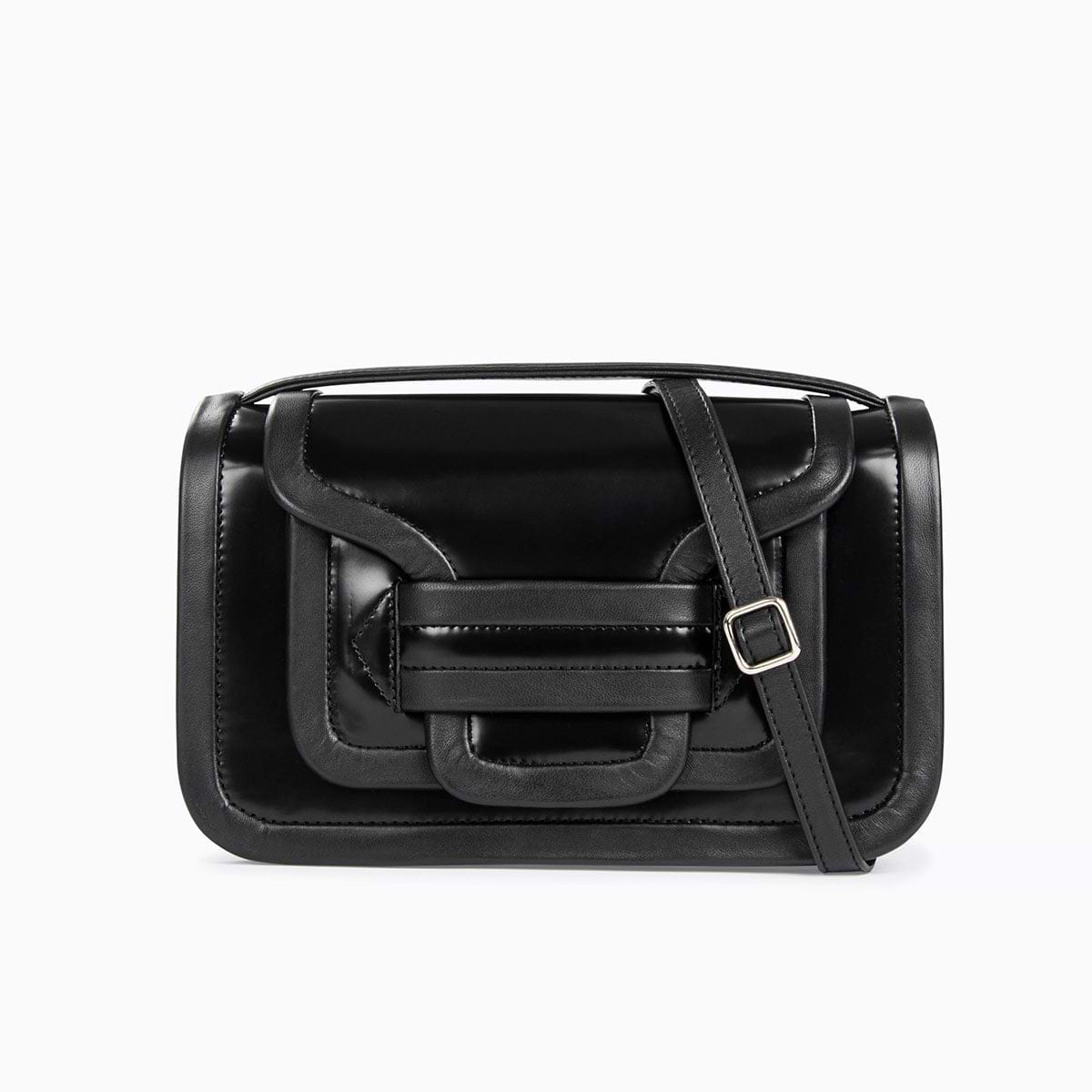 ALPHA MAXI women's bag in black, glazed leather — PIERRE HARDY