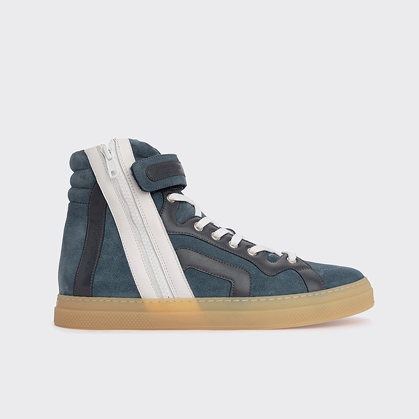 113 high-top sneakers for men in denim blue suede leather — PIERRE