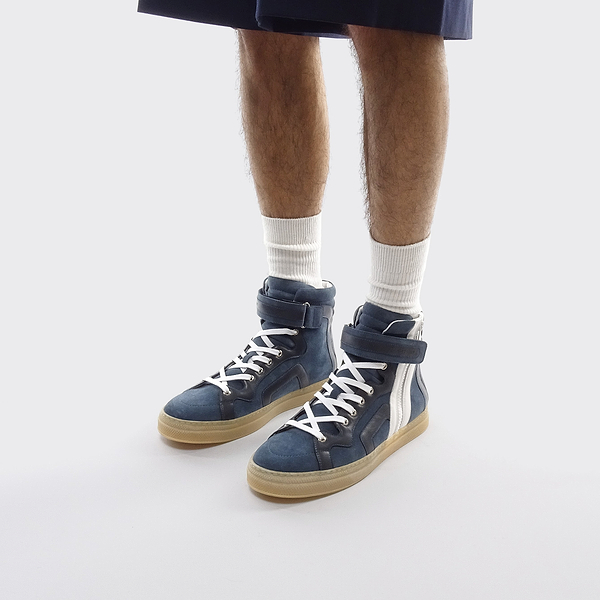 113 high-top sneakers for men in denim blue suede leather — PIERRE