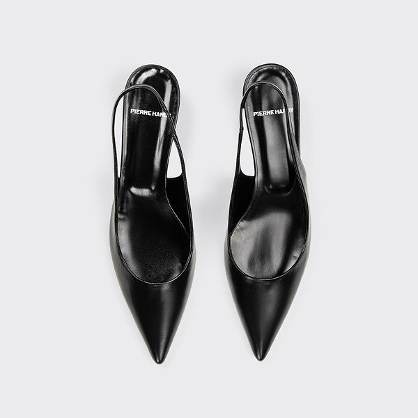 売れ筋がひ！ AMBER slingback pumps for women in black kid leather 靴