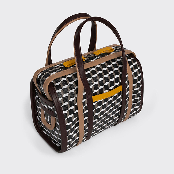 【現金特価】 MINI canvas Cube and leather yellow burgundy, in bag CAB バッグ