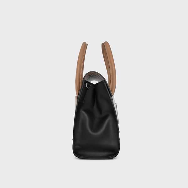 217 CABAS women's bag in cappuccino & black leather — PIERRE