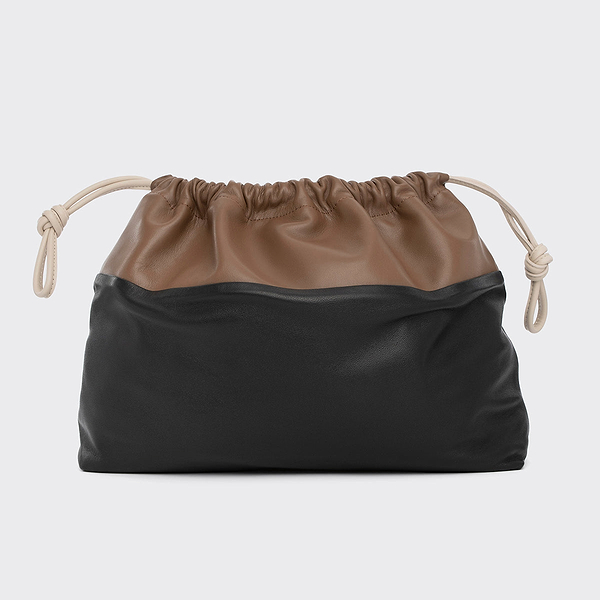 TWIN MAXI clutch for women in black and camel leather — PIERRE HARDY