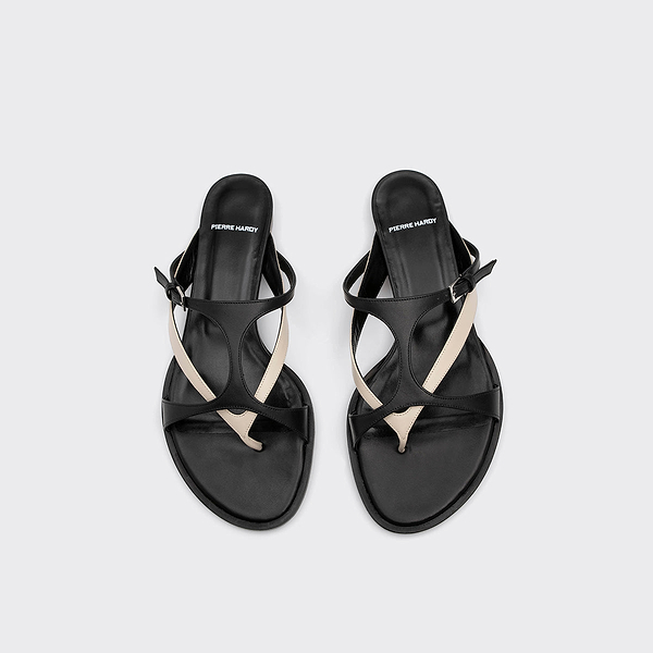 Women's BRASILIA sandal in bi-color leather with double straps and