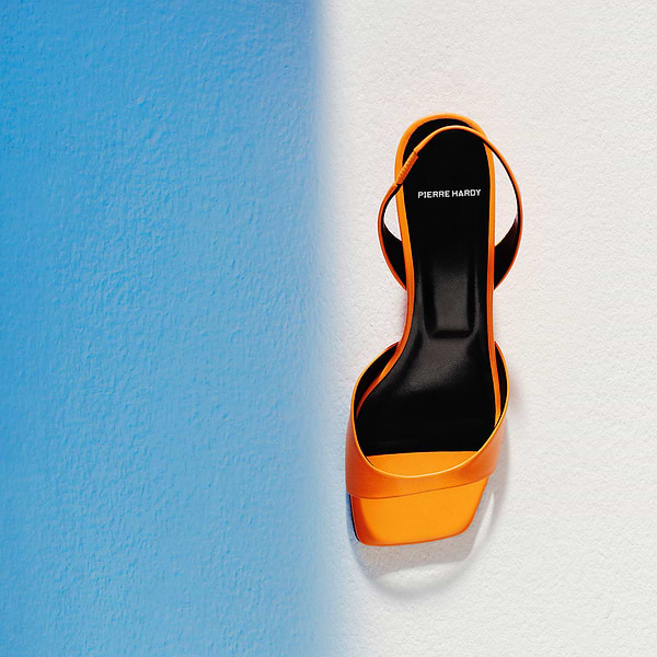 AMBER sandal for women in orange kid leather — PIERRE HARDY