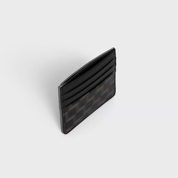 【Pierre Hardy】Card Case Black White Black SW02 Card Case in black Cube canvas and black leather — PIERRE HARDY