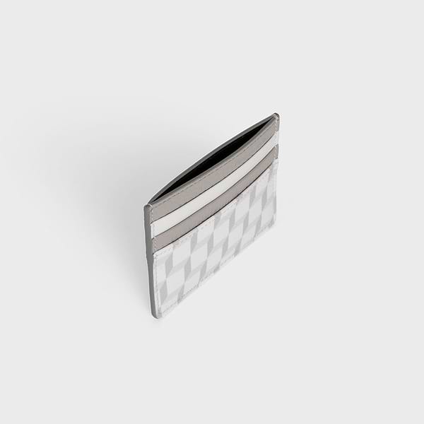 Card Case in white Cube canvas and light grey leather