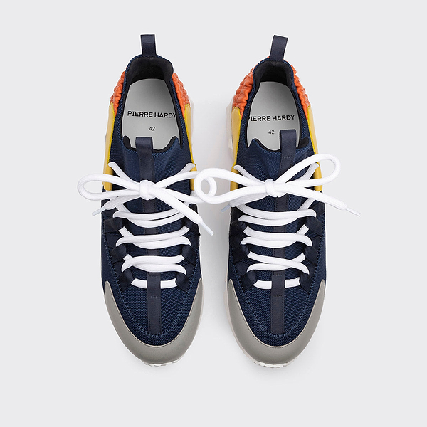 TREK COMET sneakers for men in navy canvas and grey, yellow