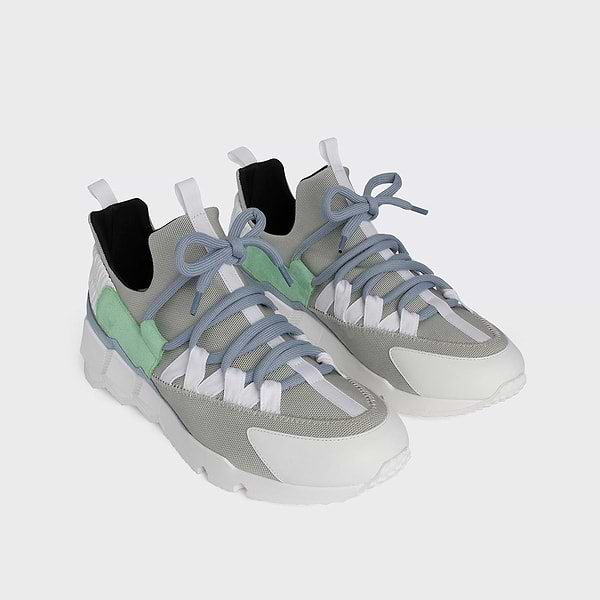 TREK COMET men's sneakers in grey canvas & blue leather
