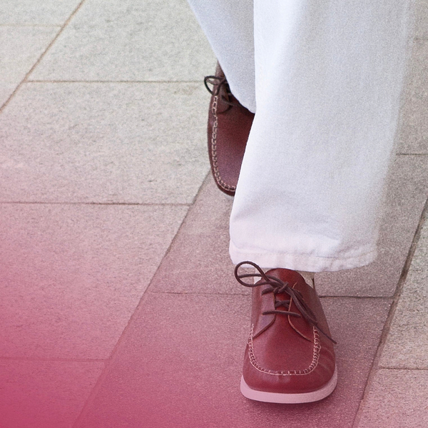 MONTAUK boat shoe for men in burgundy calf leather — PIERRE