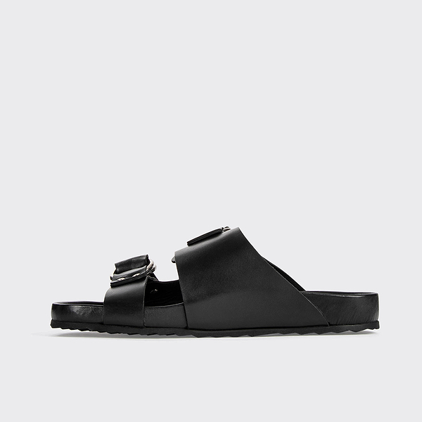 BEACH RIDER men's flat mules in black leather — PIERRE HARDY
