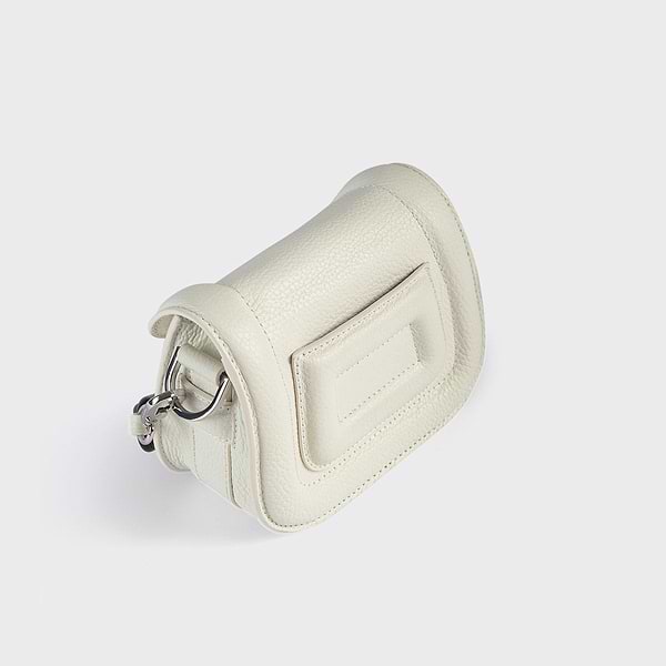 MICRO ALPHAVILLE handbag in white & black kid leather