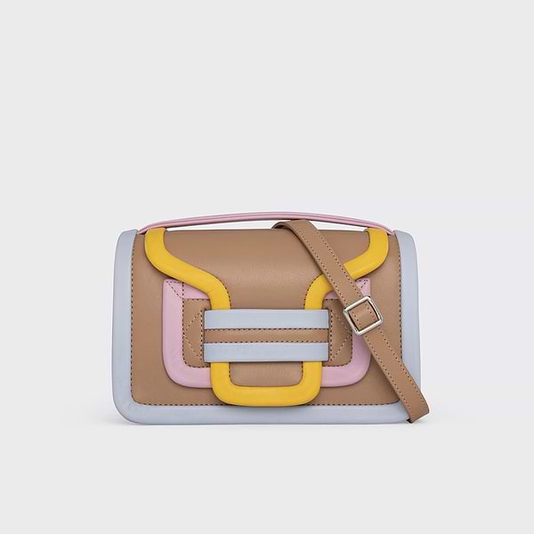 ◆Pierre Hardy NEW ◆Alpha ハンドバッグ/Multicolor◆ ALPHA women's bag in cappuccino and bleu & pink trims