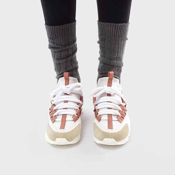 TREK COMET sneakers for women in white canvas and pink leather