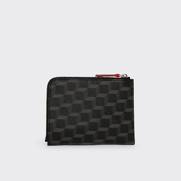 【Pierre Hardy】Cube Zip Wallet Red Blue DW01 HONORE wallet in coated canvas & red leather — PIERRE HARDY