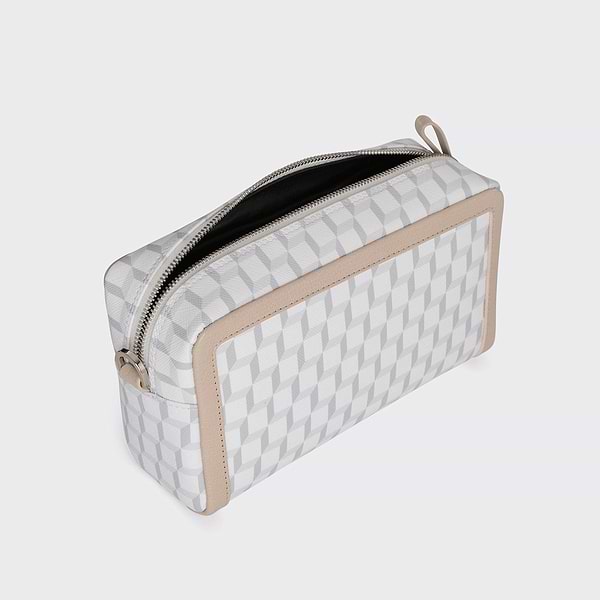 MAXI CUBE BOX unisex bag in Cube canvas & white leather MAXI CUBE BOX unisex bag in Cube canvas & white leather