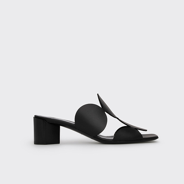 BULLES heeled mule for women in black calfskin — PIERRE HARDY