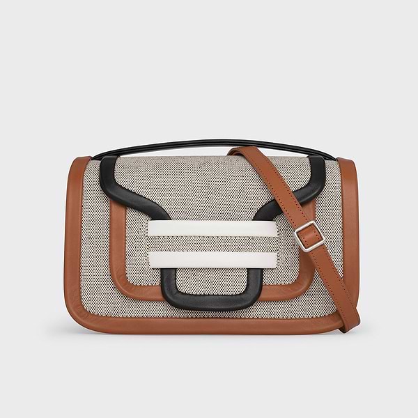 ALPHA MAXI women's bag in beige canvas & camel leather