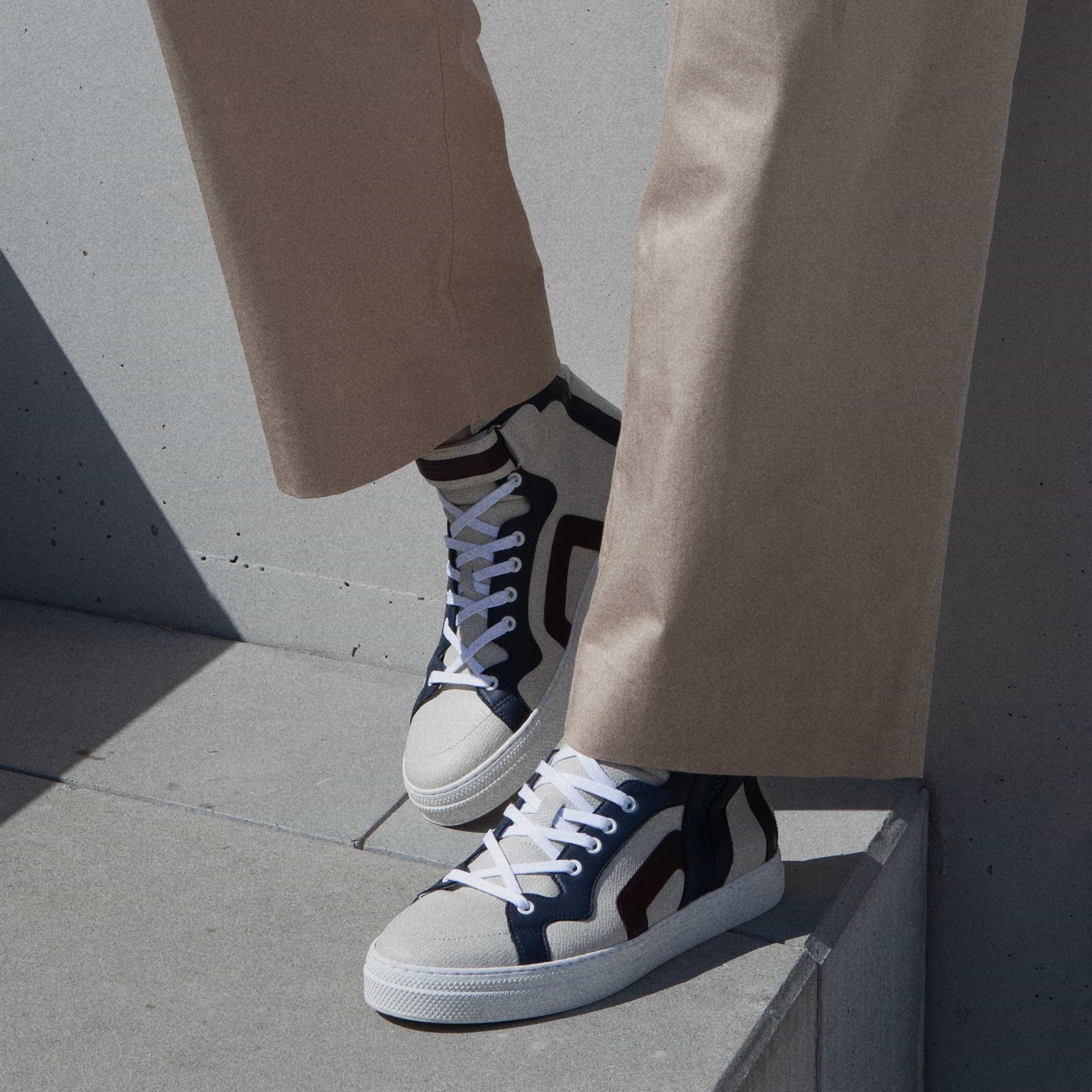 Baskets montantes 112 pour homme en cuir blanc bleu PIERRE HARDY