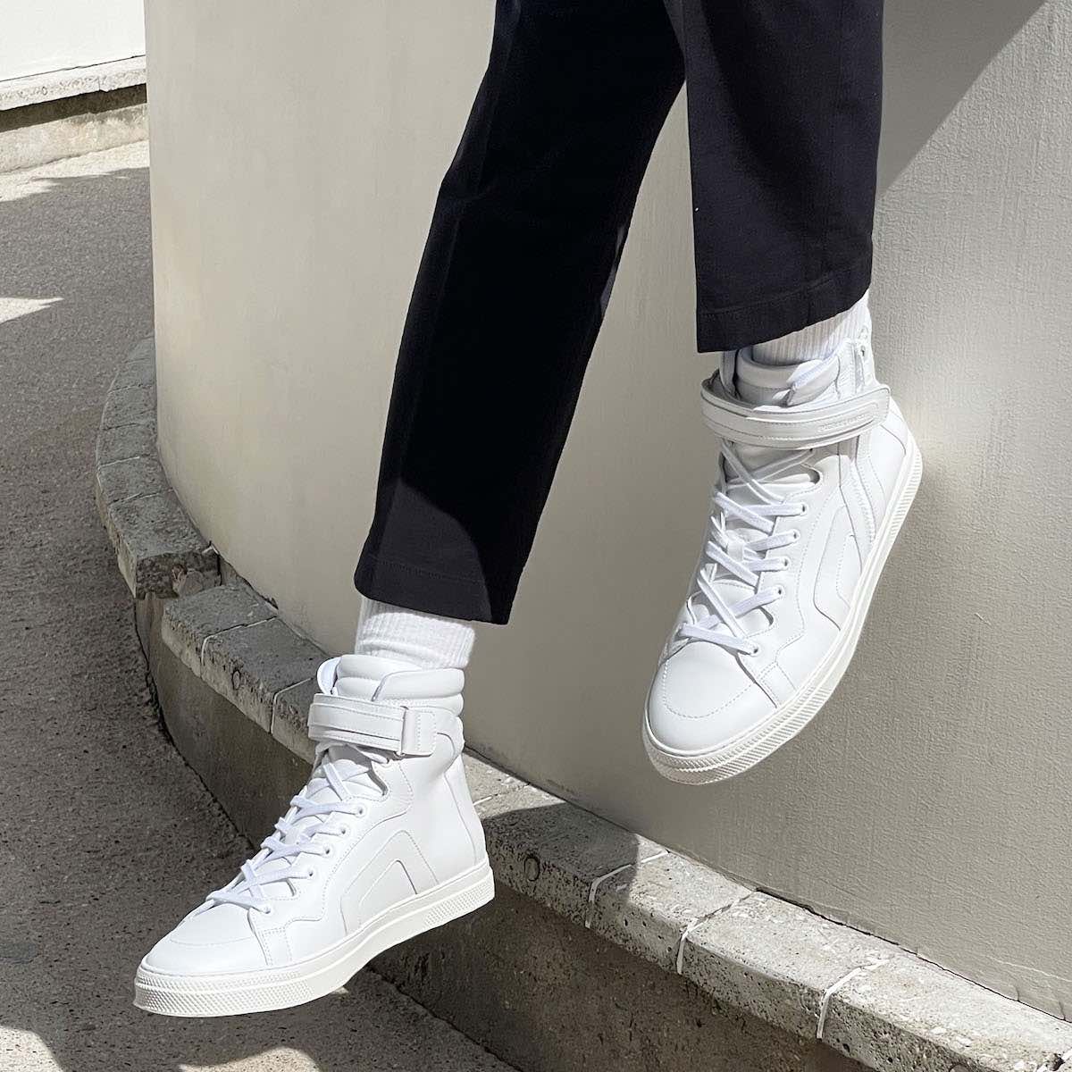 Men's street leather high top sneaker best sale