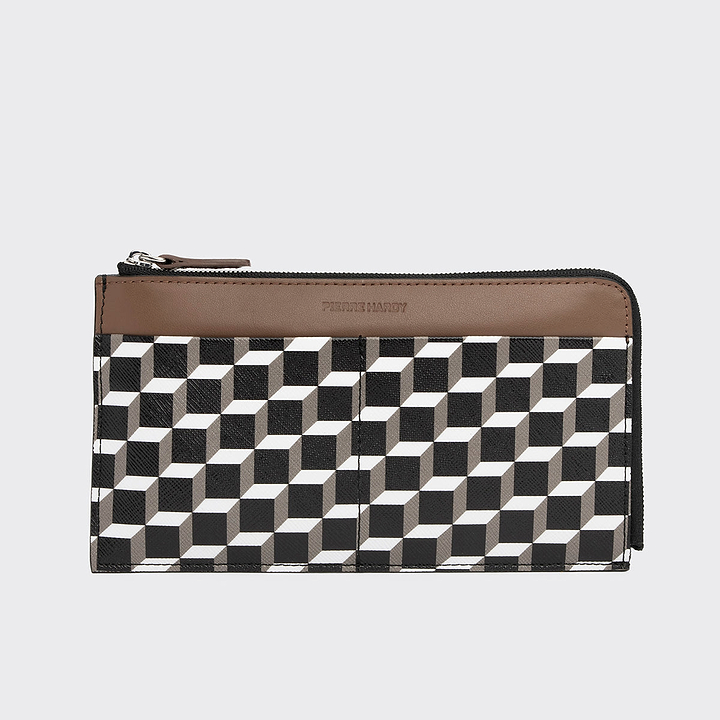 Pierre Hardy PALATINE WALLET, cube perspective coated canvas and camel calfskin