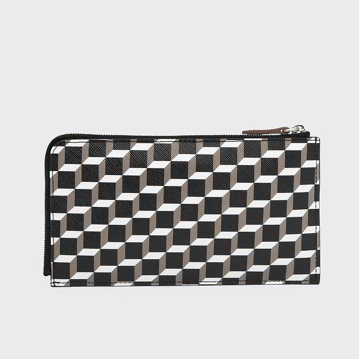 Pierre Hardy PALATINE WALLET, cube perspective coated canvas and camel calfskin, vue 3